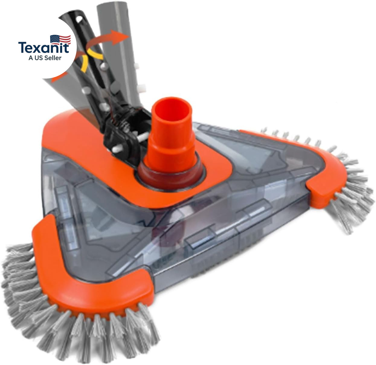 Pool Vacuum Head with Side Brush,Universal Steering Handle & Universal Rotatable