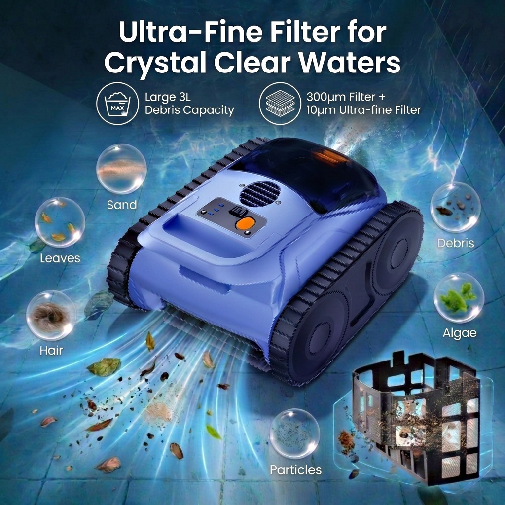 SAT 20 PRO Cordless Robotic Pool Vacuum Wall-Waterline Pool Cleaner Sonar Navig