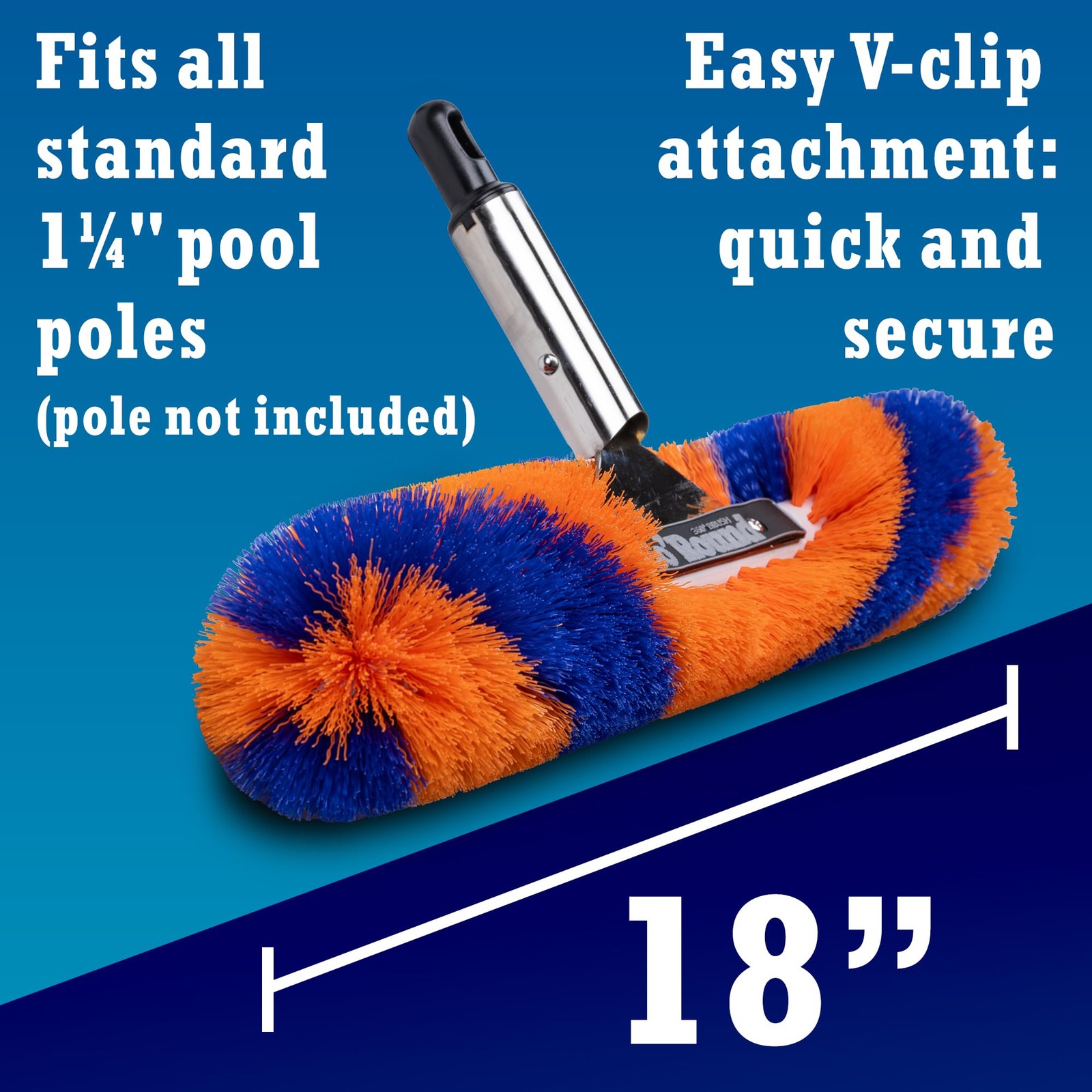 18-Inch Pro Pool Brush – Round Design for Effective Cleaning