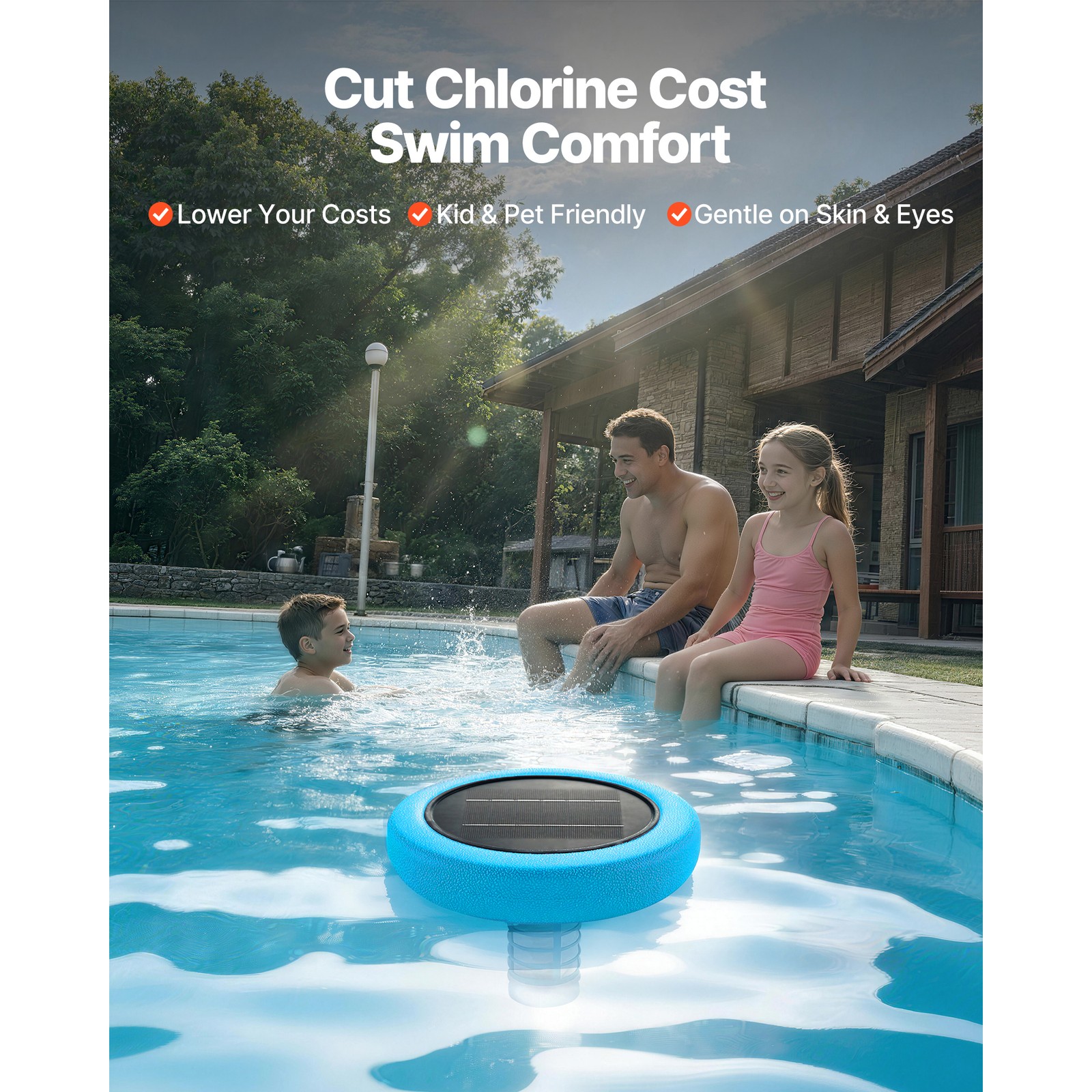 Uimoso Solar Pool Ionizer with Copper Anode for Pools Up to 45000 Gallons, Blue