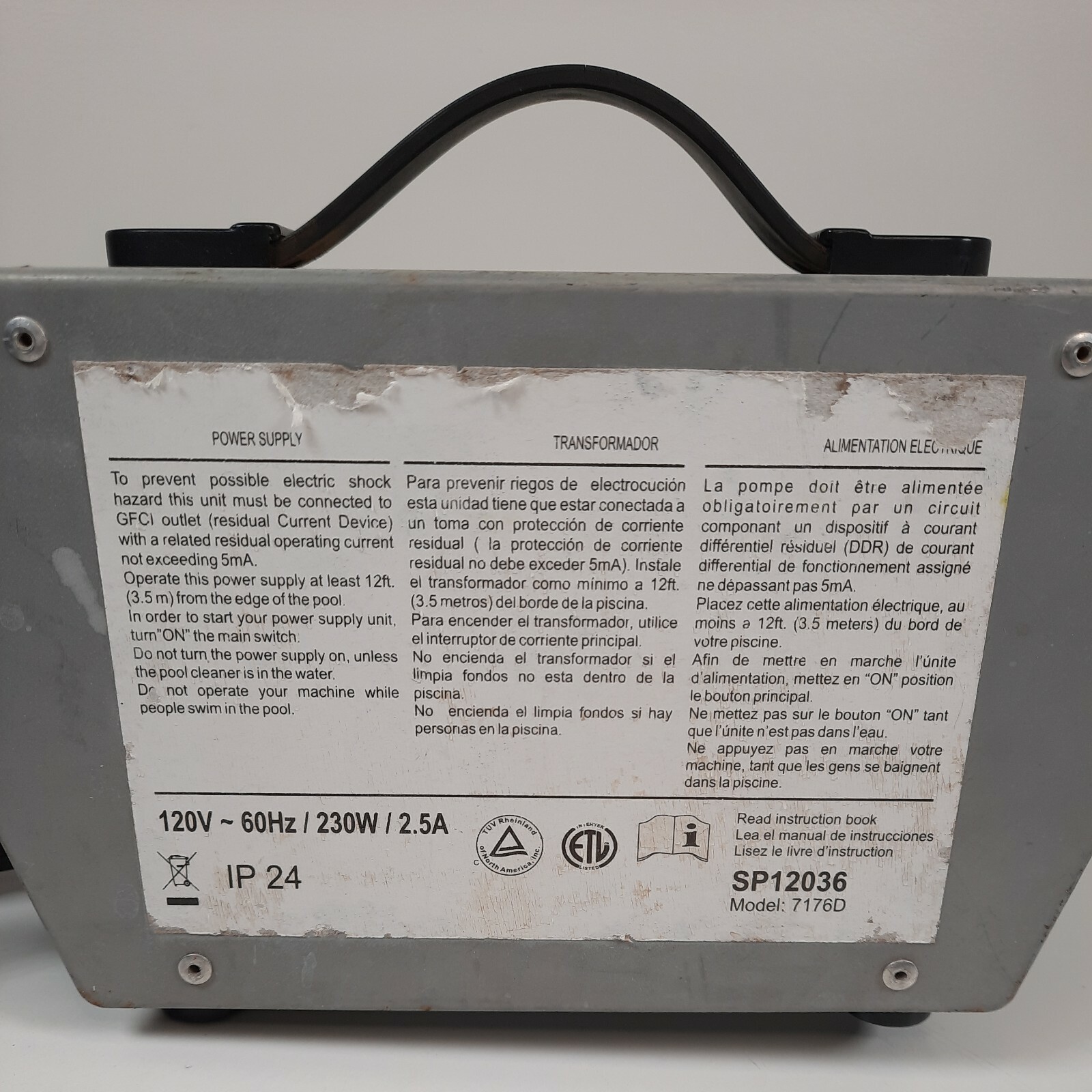 PowerControl Pool Power Supply 120 ~ 60Hz / 230W / 2.5A Model 7176D For Parts