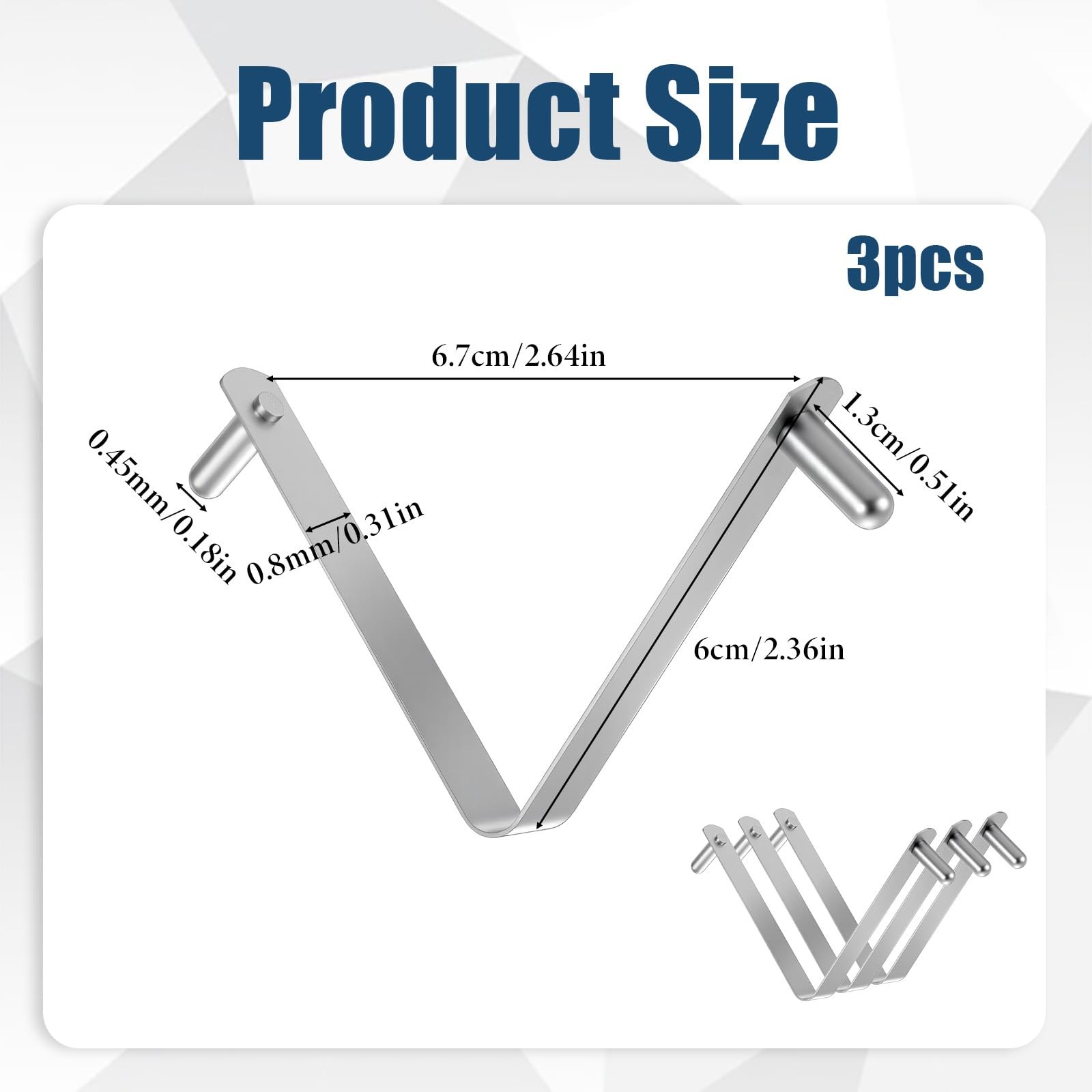 Dplolng 3 Pcs Pool Pole Clips,Stainless Steel Brush 1-1/4 inches, Silver