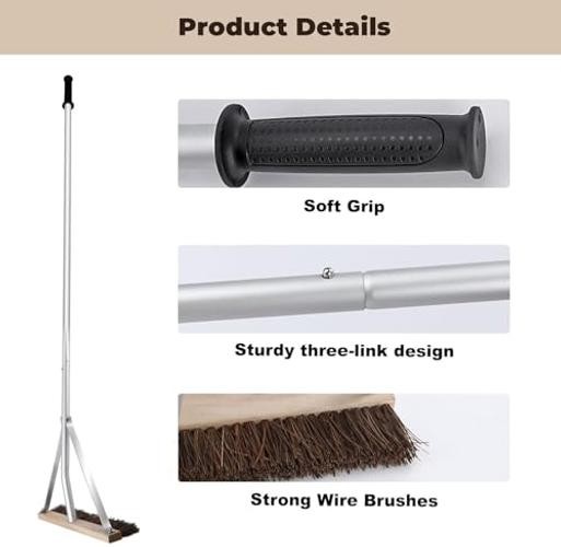 Leaf Roof Brush with Gloves, Roof Rake Remove Leaves, Adjustable 5-21ft 21FT