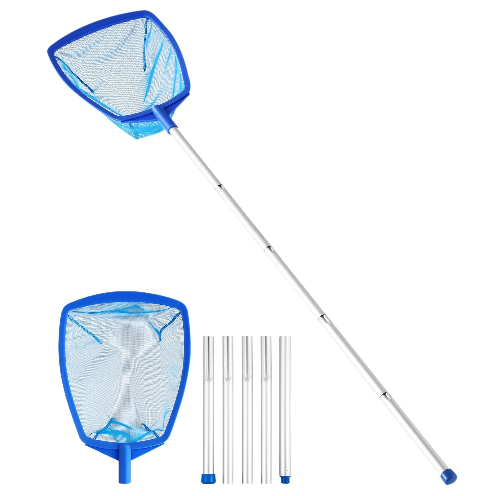 Pool Skimmer Net w/ Adjustable Telescopic Pole for Swimming Pools Spas Hot Tubs
