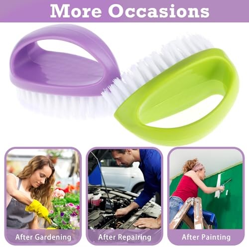 2 Pcs Hand & Nail Brushes – Heavy Duty Scrub Clean Brushes – Green, Purple