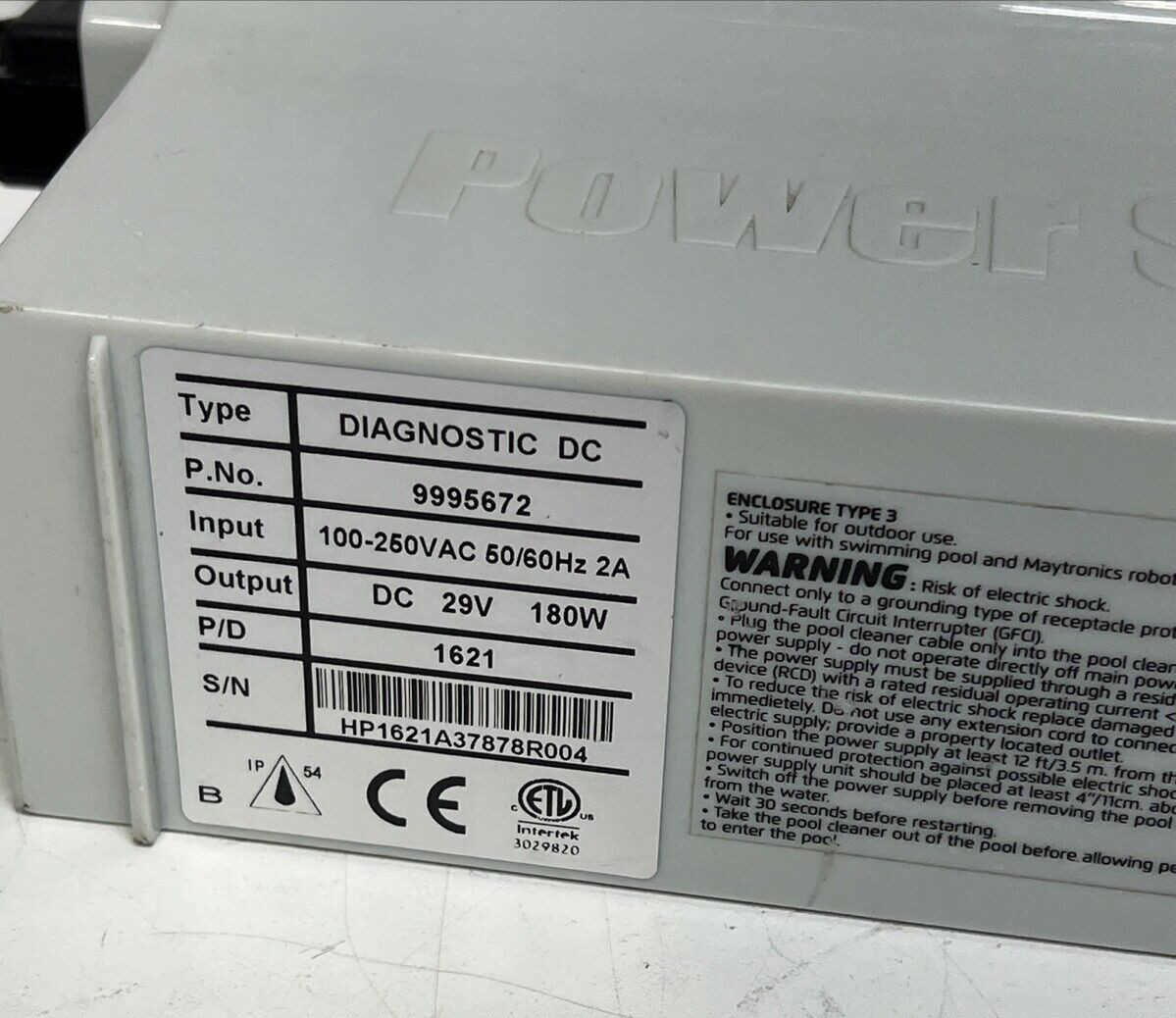 MAYTRONICS POWER SUPPLY TYPE DIAGNOSTIC DC PLUS TIMER P.NO. 9995672