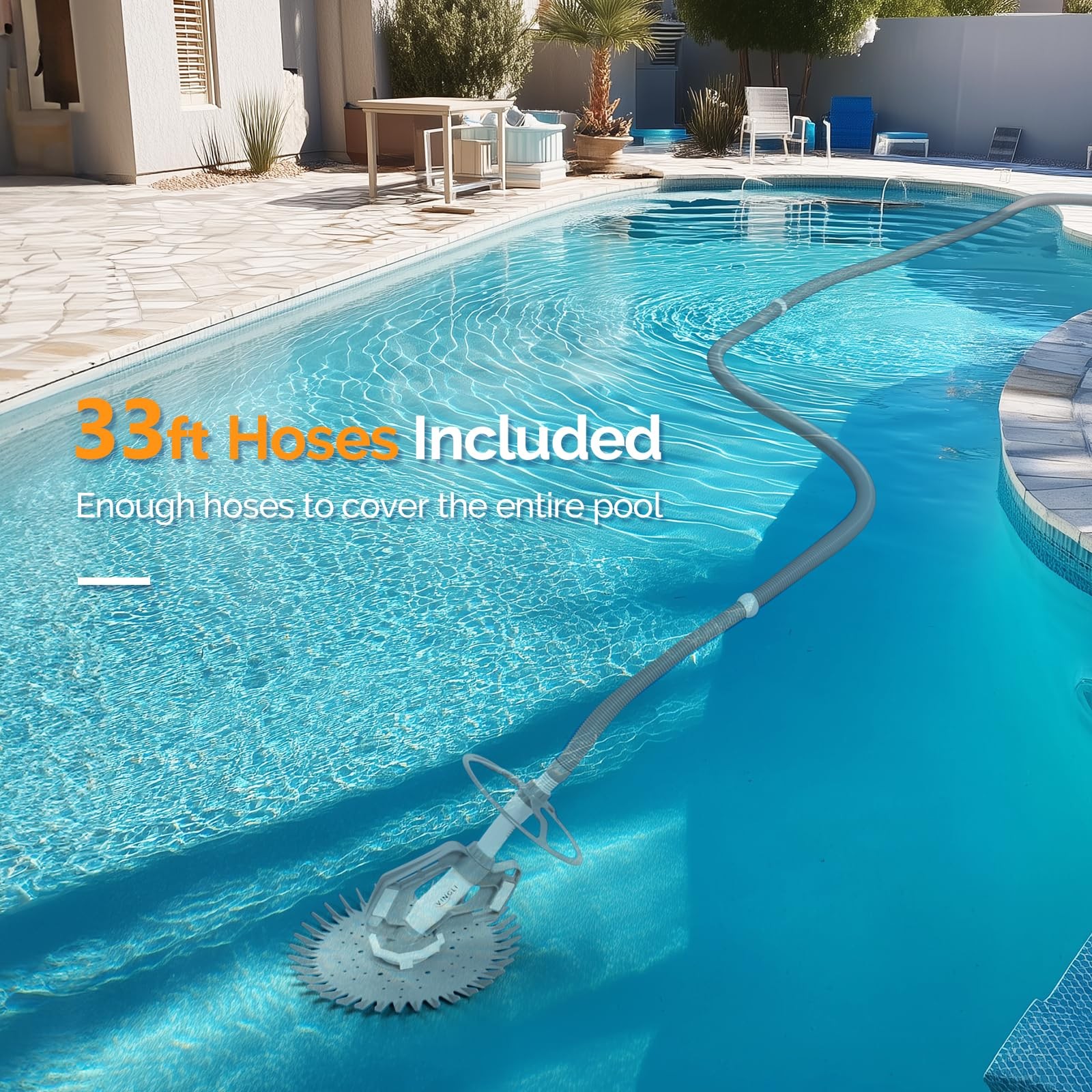 Gray White Pool Vacuum Cleaner Automatic Low Noise Efficient Suction System