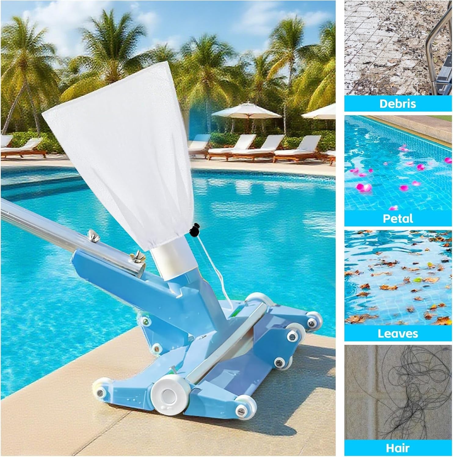 4 Pack XL Pool Vacuum Mesh Replacement Bags, White 18.5&Prime; x 16.5&Prime;