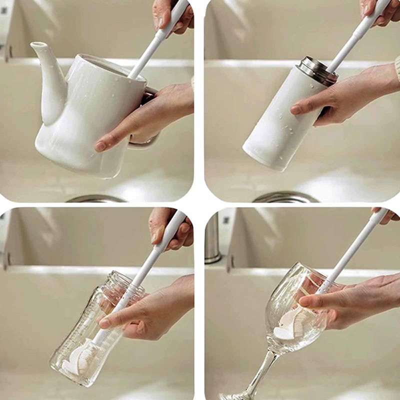 Bendable Cleaning Brush Cup Scrubber Glass Cleaner Kitchen Long Handle Brush