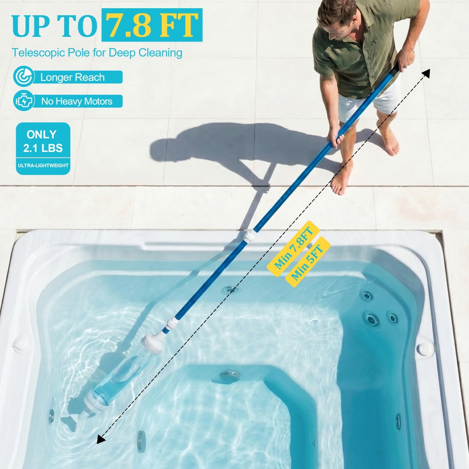Manual Spa Vacuum for Hot Tub – Water Pressure Cleaner, No Pump or Batteries, Te