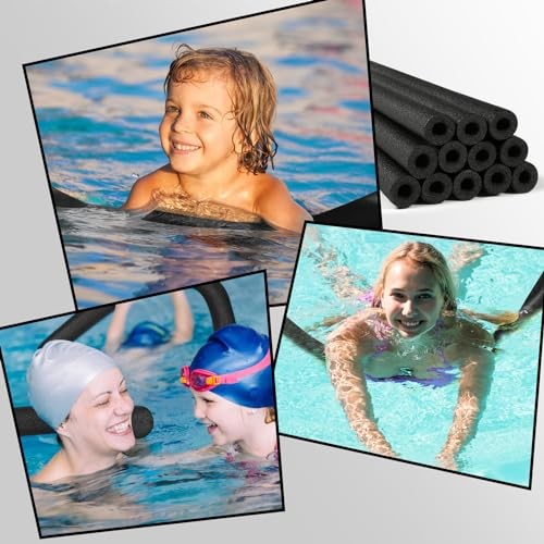 12 Pack Pool Noodles Foam Swim Noodles 52 Inch Jumbo Hollow Swimming Black