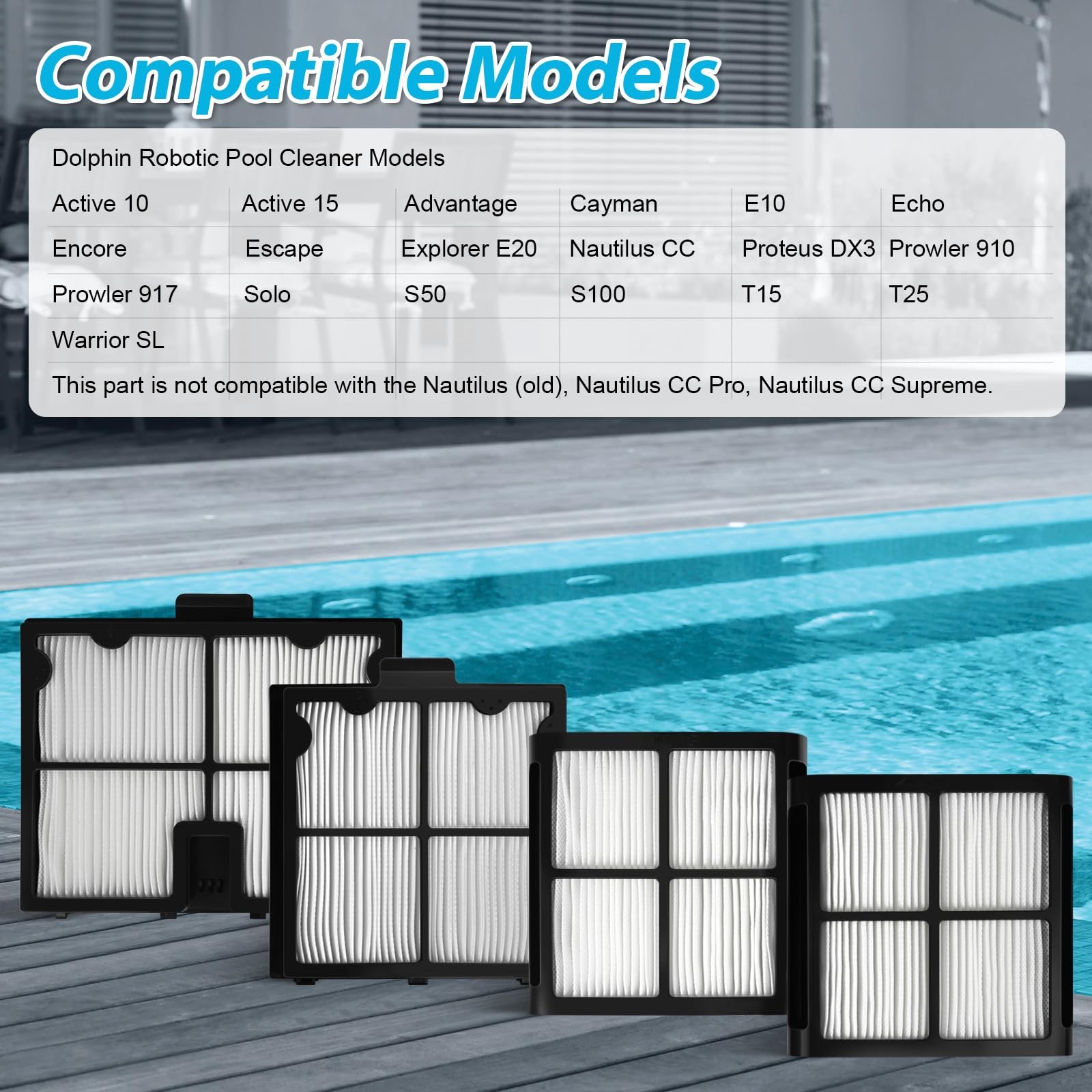 Ultra-Fine Filter Panels for Dolphin Pool Cleaners Active 10, E10, E20, S50