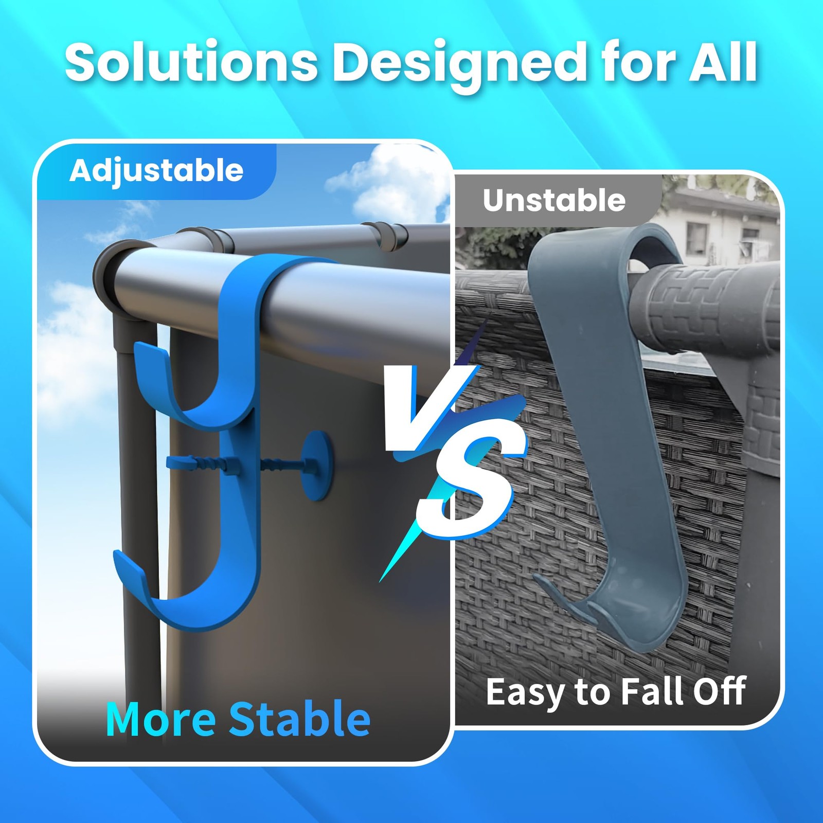 Poolside Pool Leaf Skimmer Net Holder, Above Ground Pool Pole Hanger, Above G…