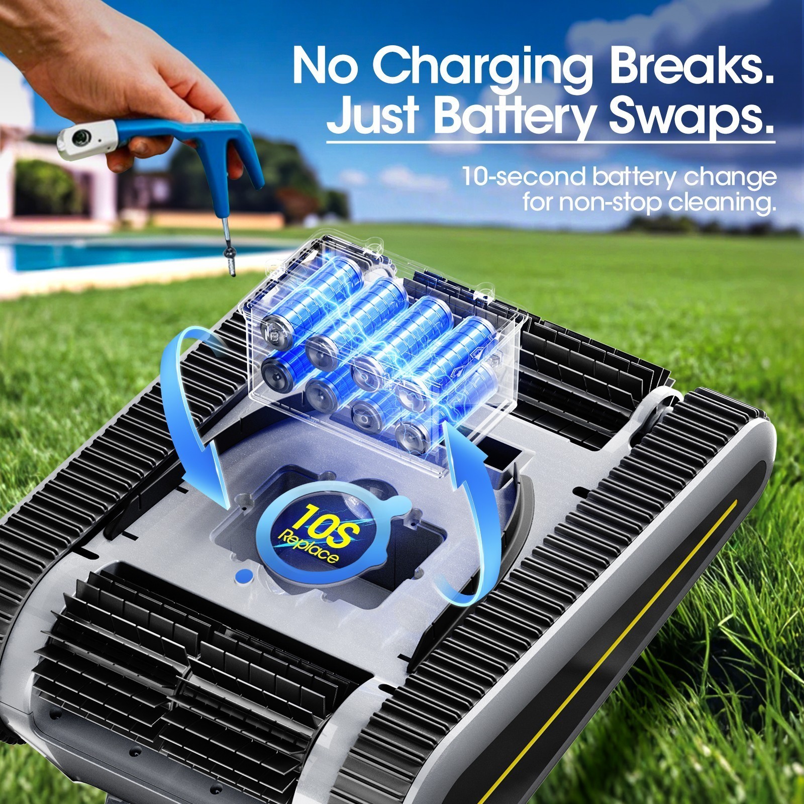 Seauto Cordless Robotic Pool Cleaner Wall Climbing App Support And Accessories