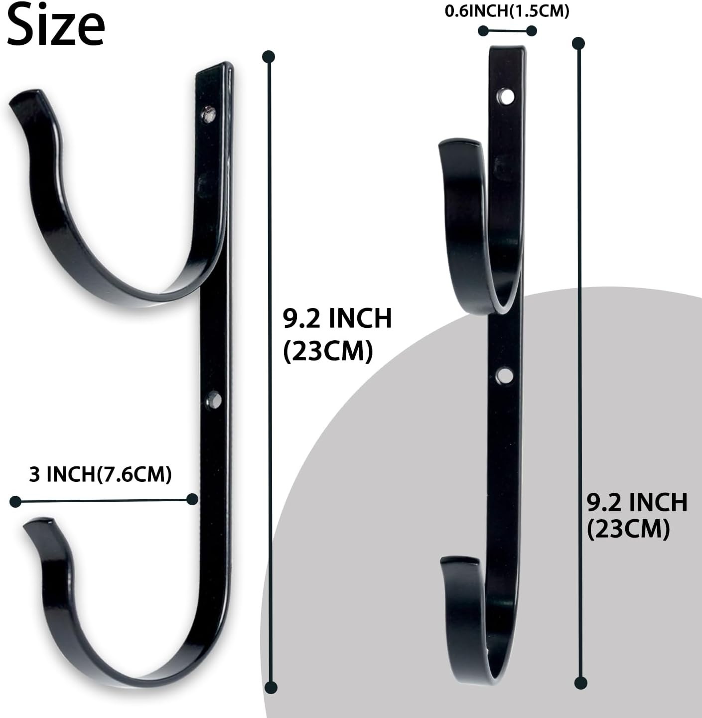 2Pcs Pool Tool Hangers Aluminum Wall Mount Hooks Black Outdoor