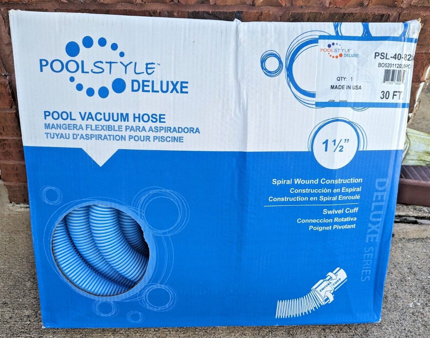 Open Box Pool Style Deluxe PSL-40-8230 1-1/2&Prime; x 30&prime; Vacuum Hose With Vacuum Head
