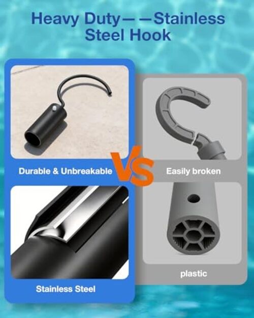 Hook for All Robotic Pool Cleaner, Stainless Steel Hook for Pool black