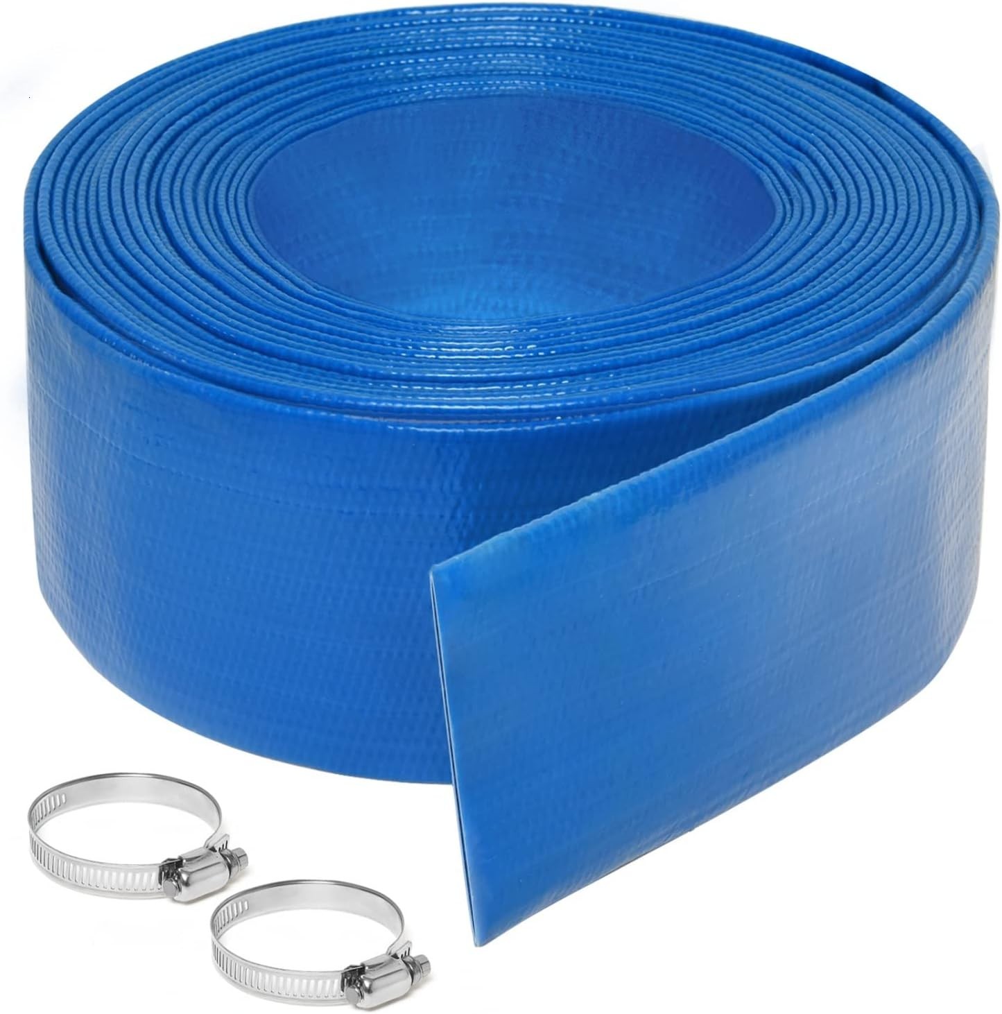 2 Inch by 25 Foot PVC Swimming Pool Discharge Hose with Stainless Steel Clamp