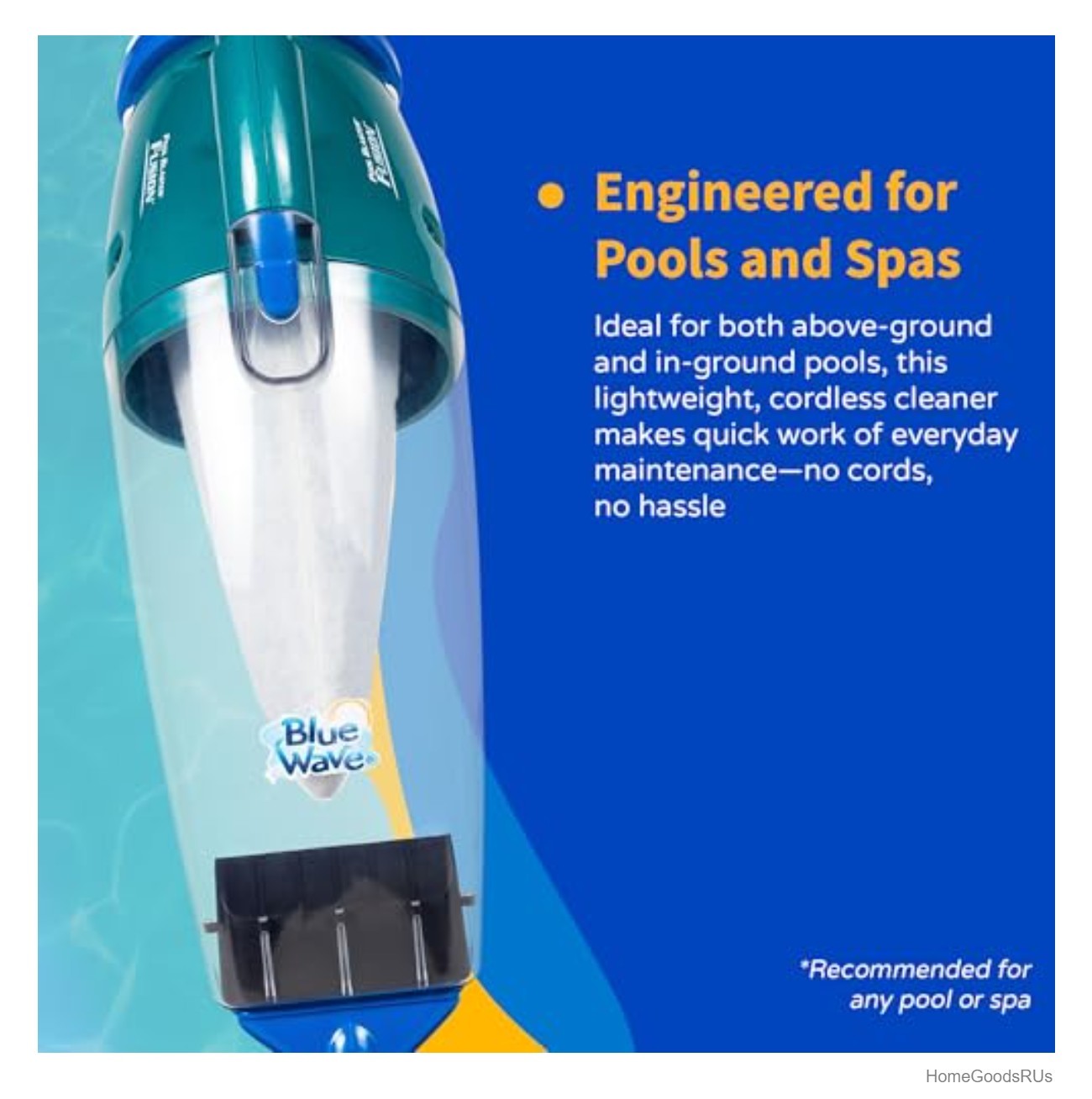 Handheld Pool Vacuum Cordless Lithium Battery 45 Min Rechargeable Lightweight