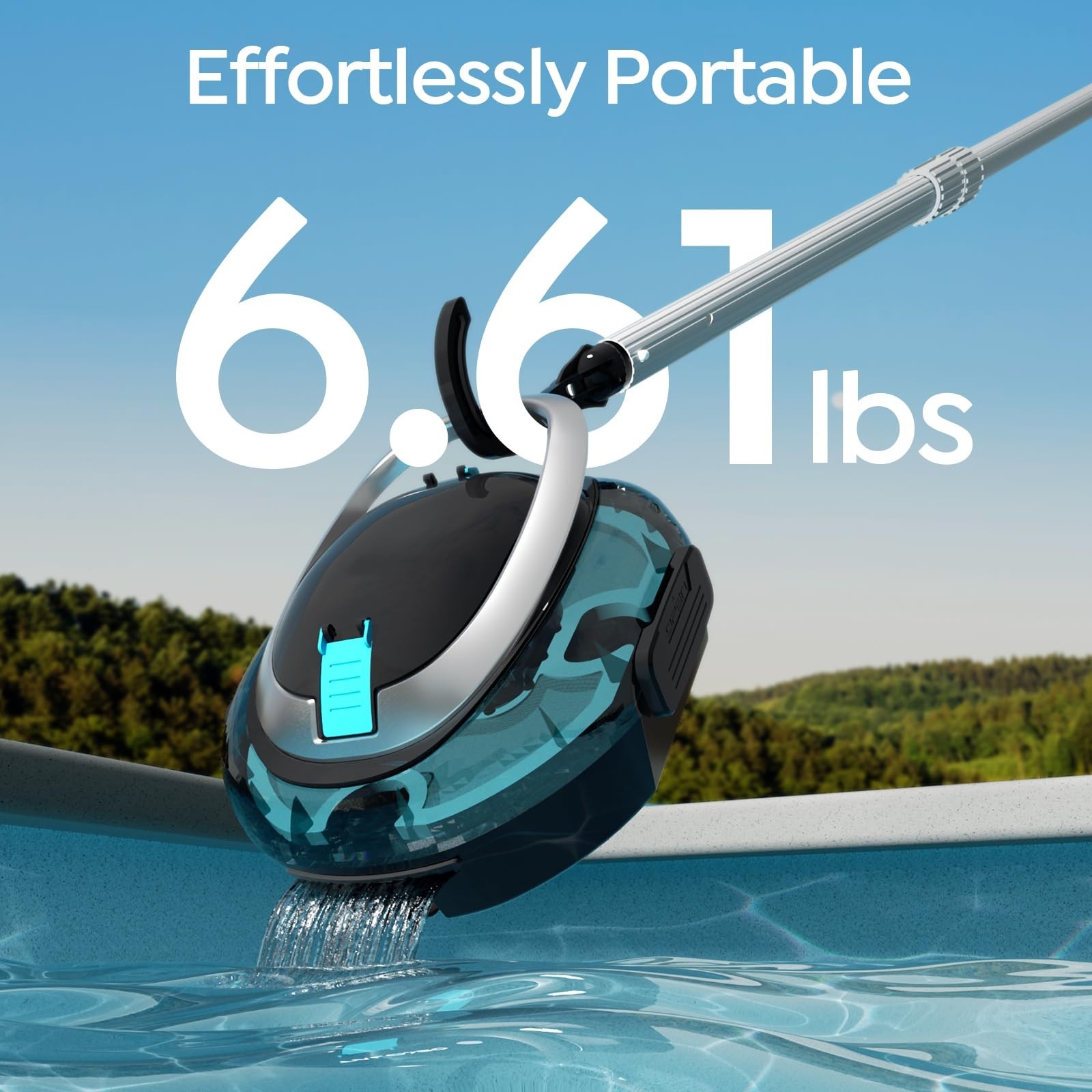 Cordless Pool Vacuum Robot for Above Ground Pools, 80-Min Runtime, Self-Parking,