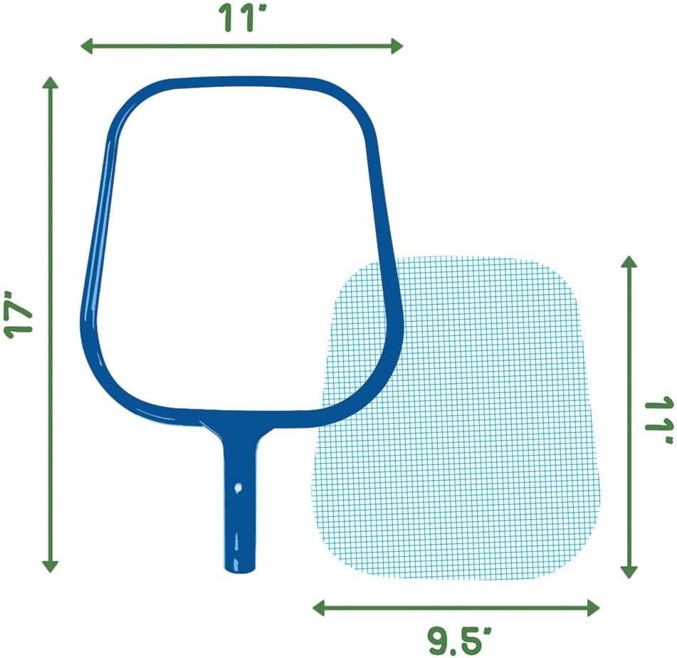 Replacement Swim Pool 17&Prime; Skimmer Head Cleaning Net Fits 1.25&Prime; Telescope Pole