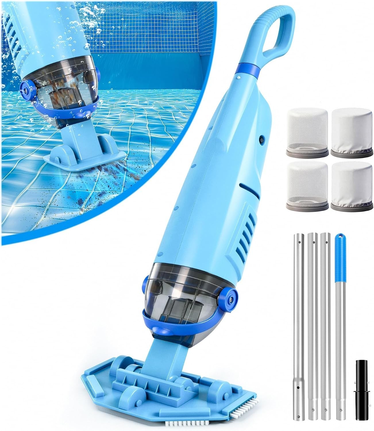 Ultra-Fine Filtration Cordless Pool Vacuum – 60 Minutes of Continuous Cleaning