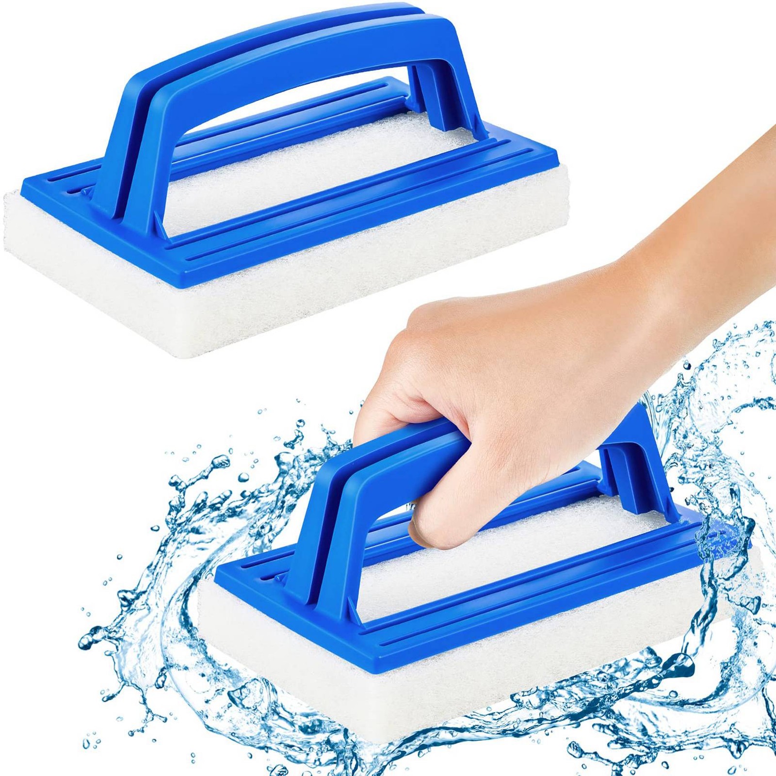 2 Pack Hand-Held Pool Scrub Brush,Scrubbing Scouring Sponge Pad for4809