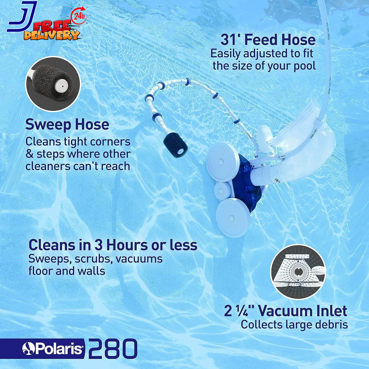 Sweep 280 Pressure Side In Ground Pool Cleaner Double Venturi Jet Powered