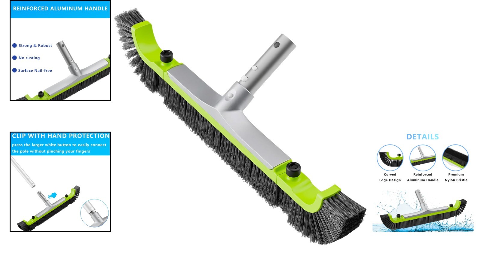 Large 20 Pool Cleaning Brush for Vinyl, Tile and Plastic Surfaces