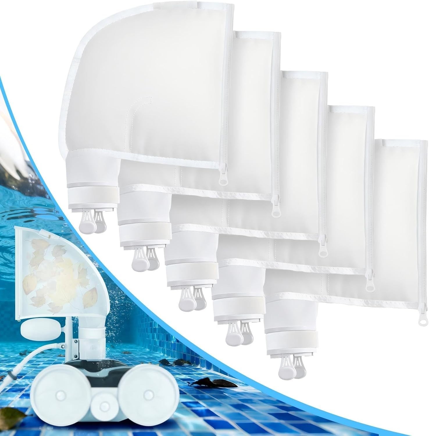 Tear-Resistant Pool Sweep Bags with Secure Fit – 5 Pack for Endless Clean