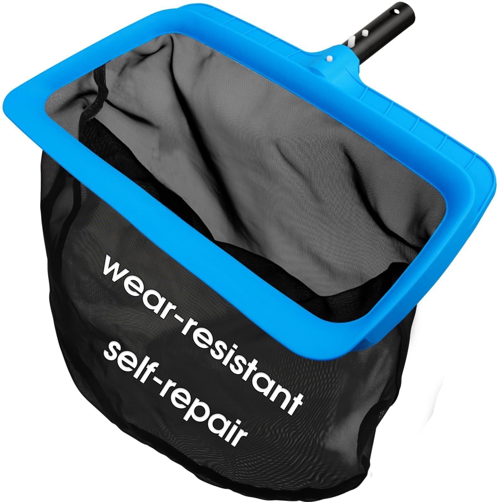 Pool Skimmer Net with Self-Repair Fine Nylon Mesh Bag, Pool Leaf Rake for above