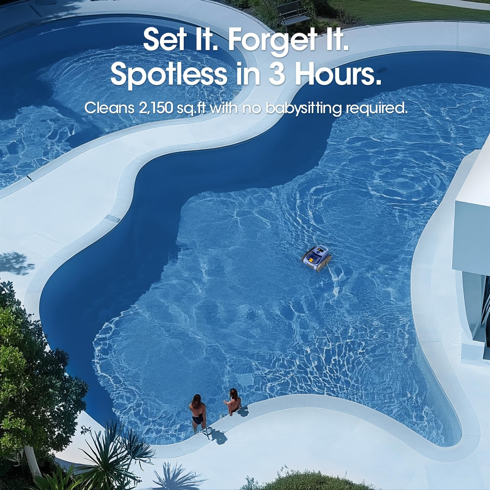 Cordless Robotic Pool Vacuum with Smarter Navigation & Track Drive, Dual Blue