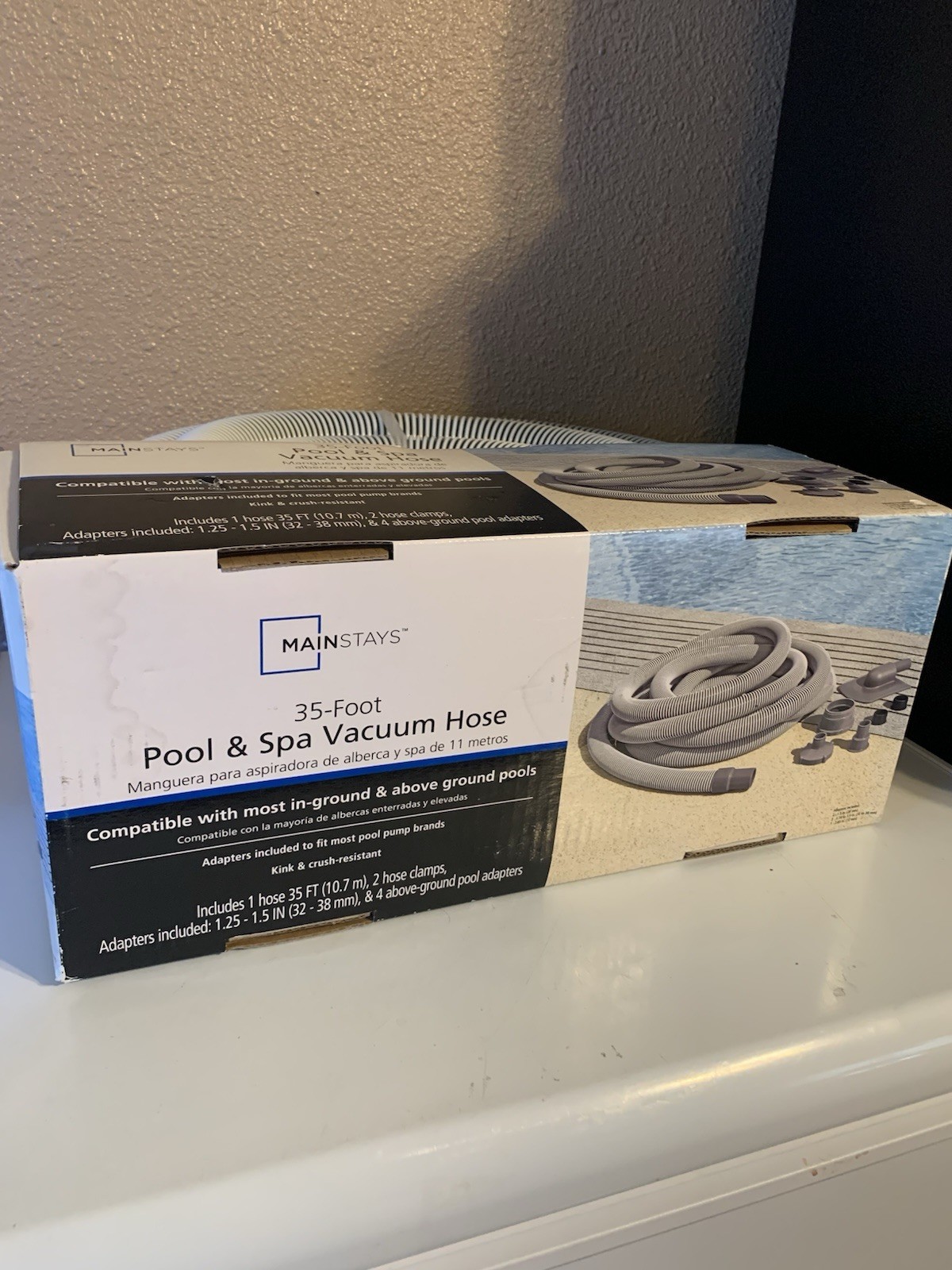 BRAND NEW Mainstays 35 ft. Pool & Spa Vacuum Hose With Adaptors 1.25”- 1.5”