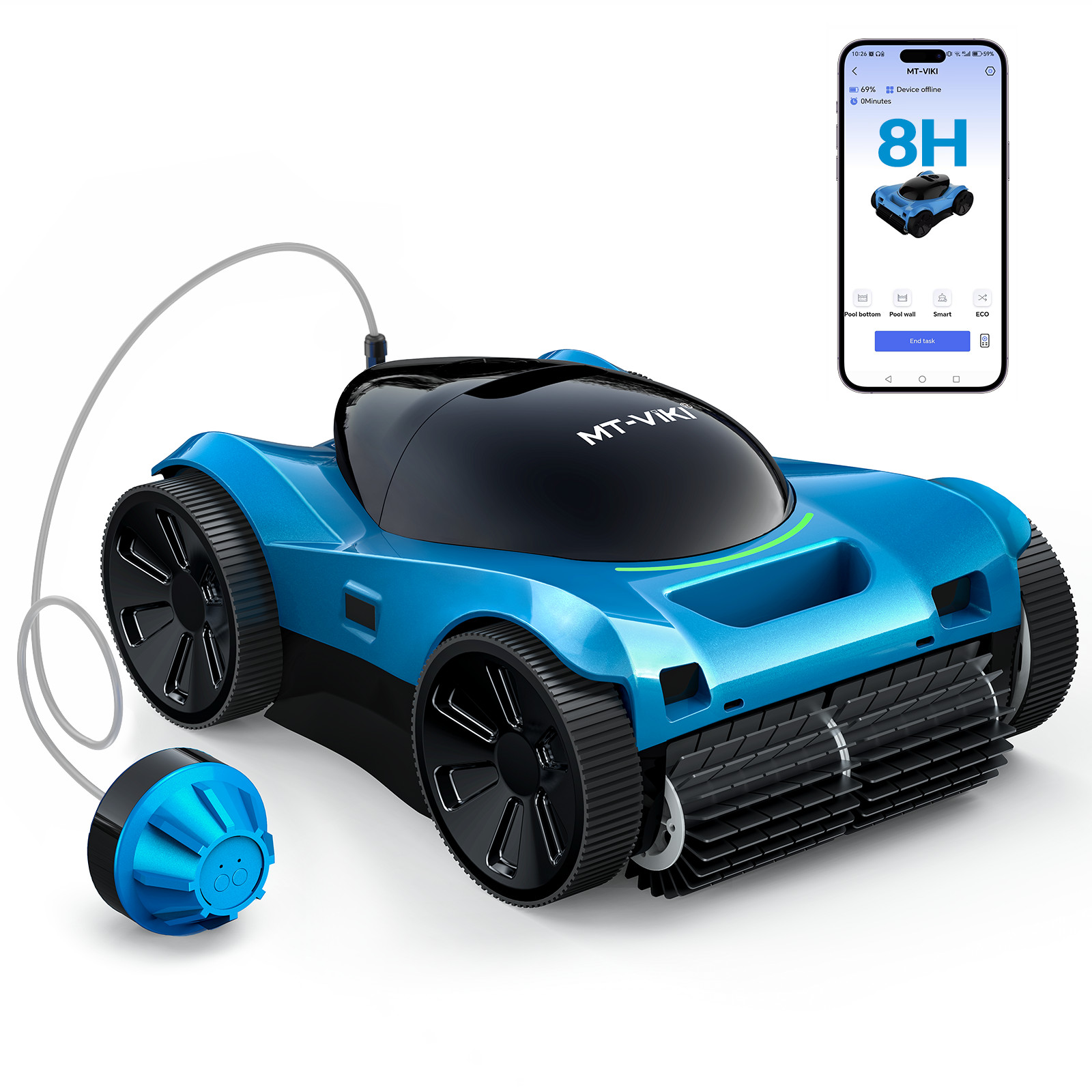 MT-VIKI Robotic Pool Cleaner 480Min 300W Wall Climbing for Inground Above Ground