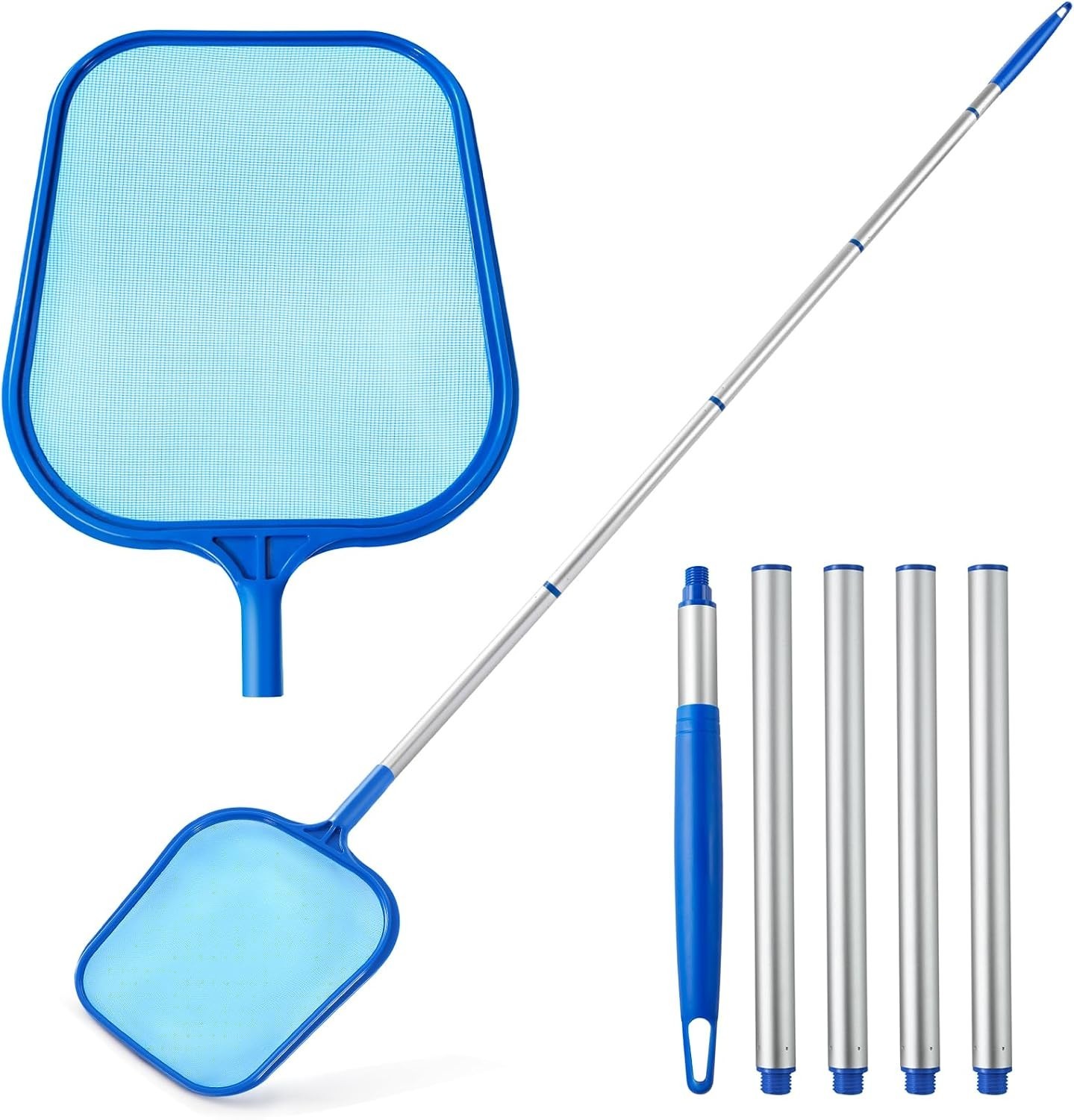 Elegant 5-Section Pool Skimmer with Ultra-Fine Mesh & Adjustable 64-Inch Pole