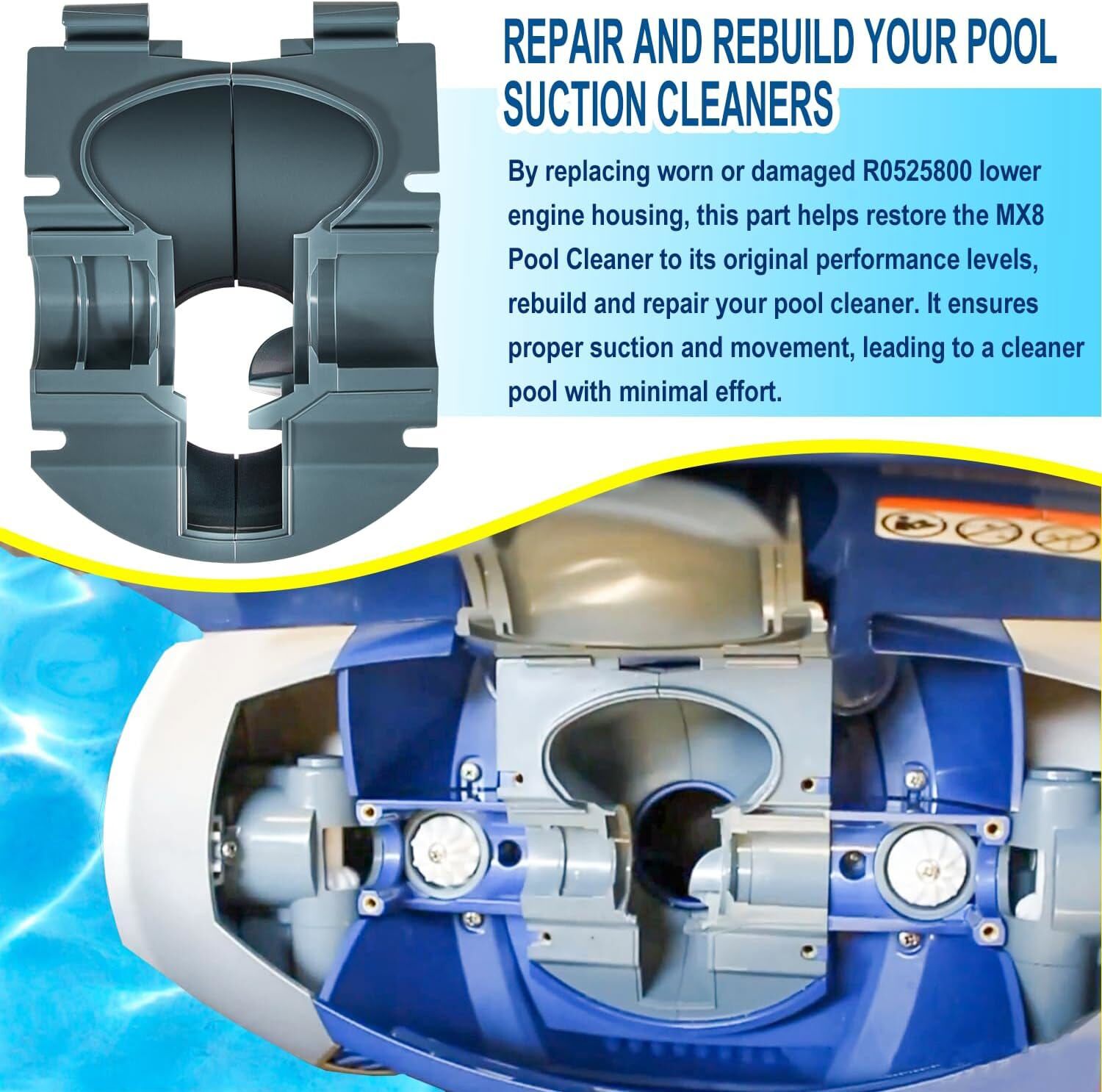 R0525800 Lower Engine Housing Assembly for Zodiac Baracuda MX6 MX8 MX8EL Elite