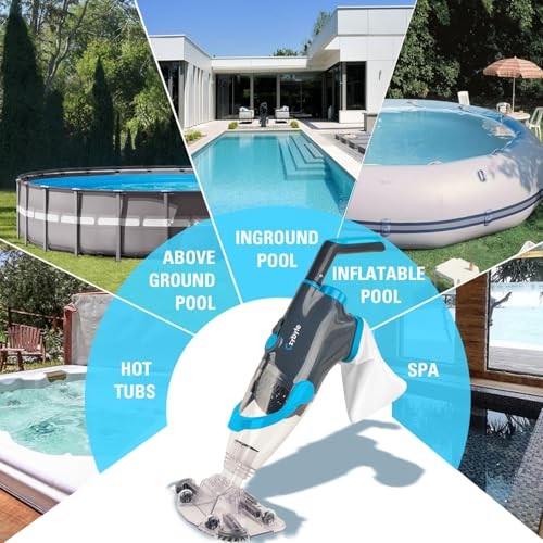 Handheld Pool Vacuum Cleaner, Rechargeable Pool Grey-Extended by 89 inches