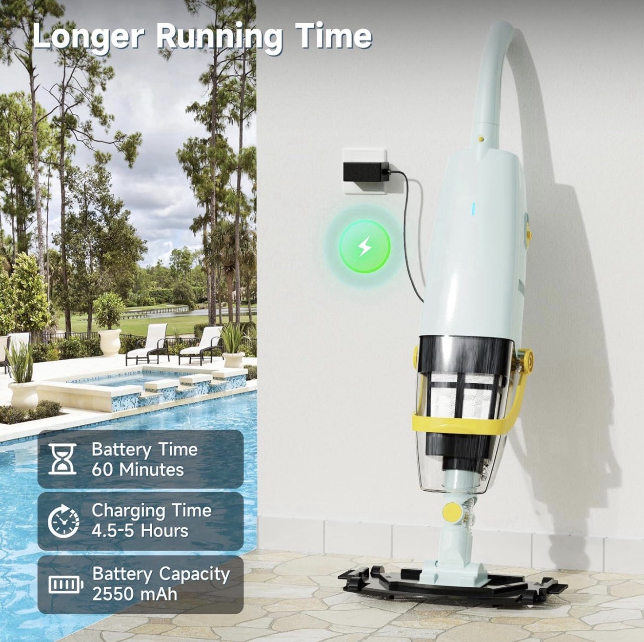 Lydsto S1 Handheld Cordless Pool Vacuum Dual Phase Debris Filter Opened Box