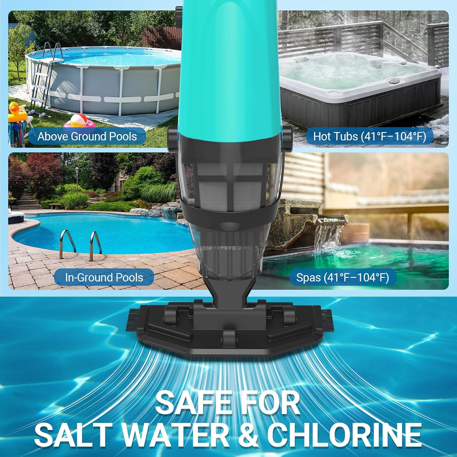 Pool Vacuum for above Ground Pool, 18GPM Powerful Suction/87” Extension Pole/60M