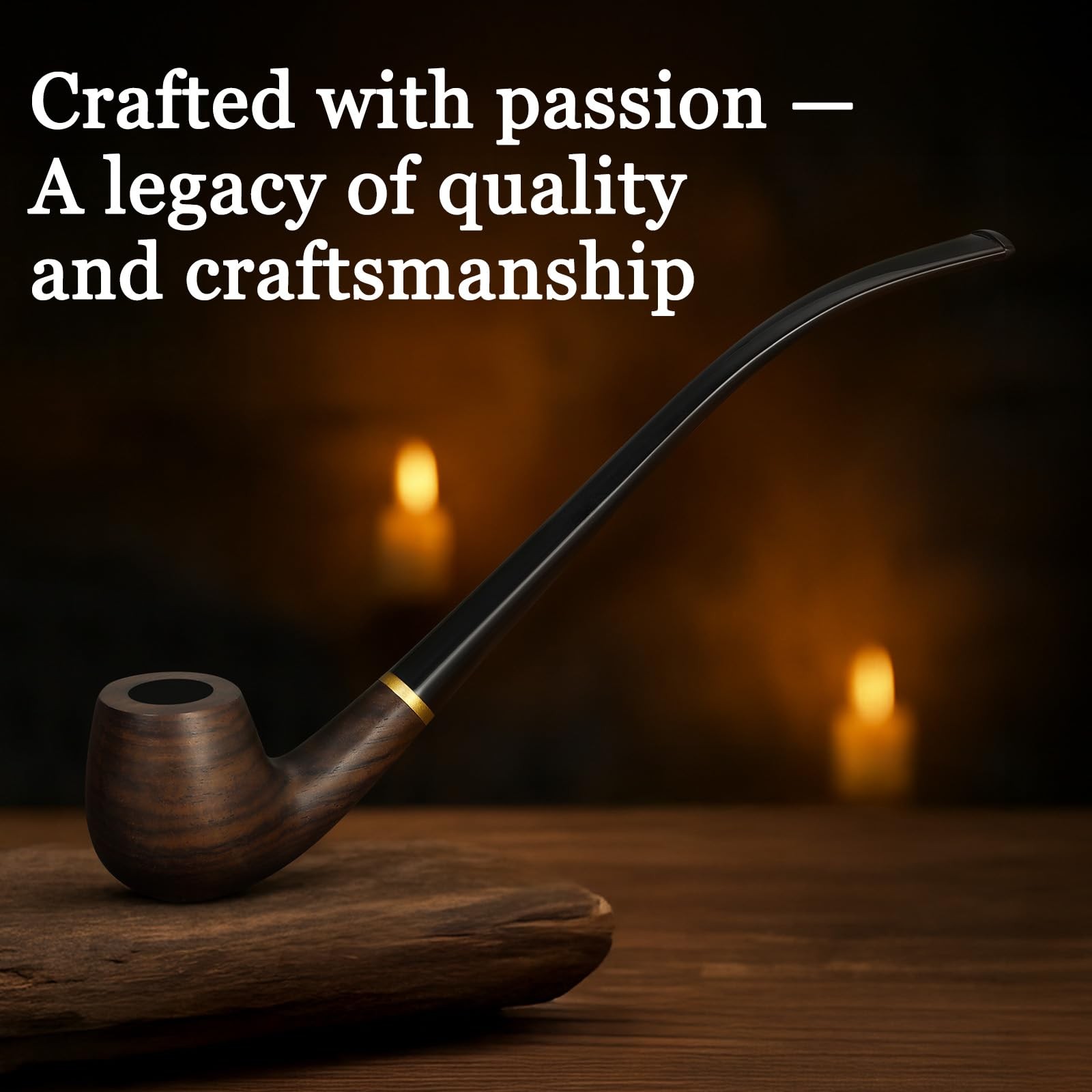 Obetis Ebony Tobacco Pipe Set – Elegant Churchwarden Style Long Dark Brown