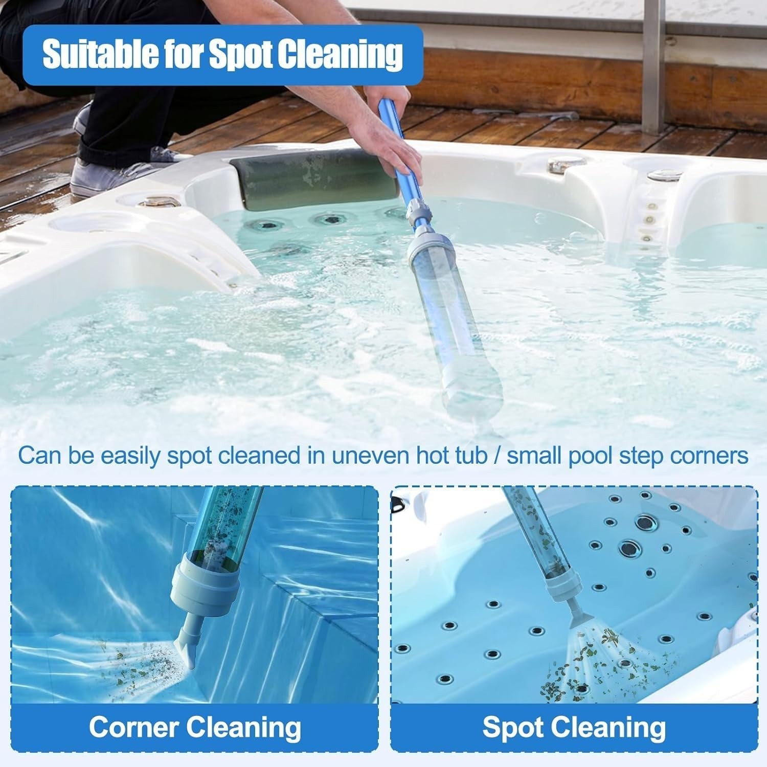 Cordless Hot Tub Vacuum Cleaner – No Batteries, Portable Pool & Spa Debris Su…