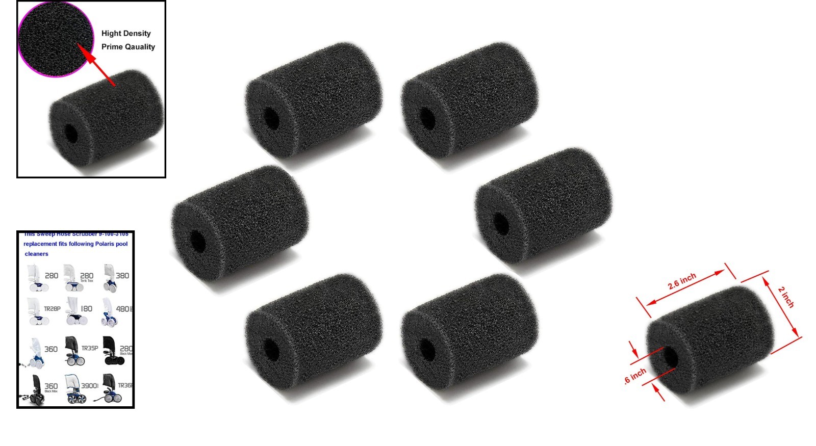Durable 9-100-3105 Pool Cleaner Sweep Hose Scrubber Set – Fits Polaris 180-3900