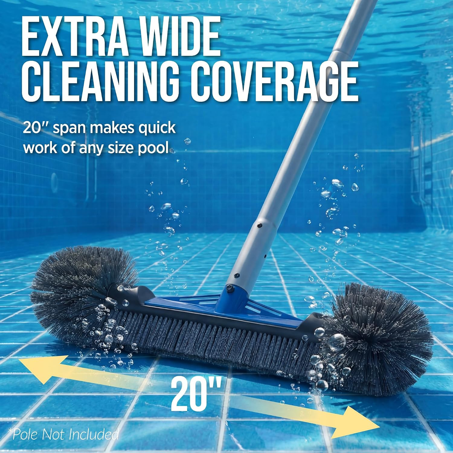 Best Choice Products 20&Prime; Pool Brush Head with Reinforced Aluminum Bracket – Wall