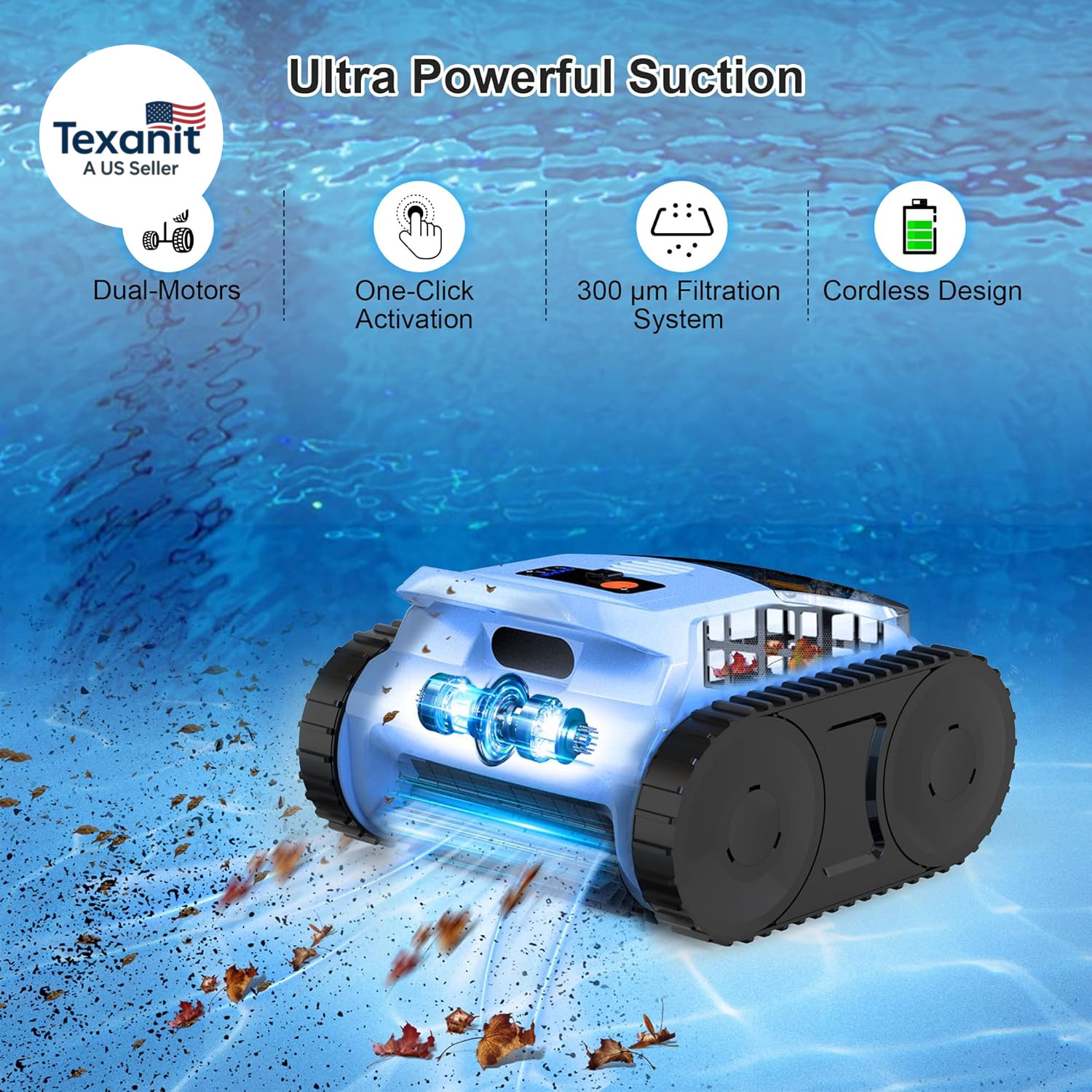 Cordless Robotic Pool Cleaner for Inground Pools, (2026 Upgrade) Automatic Pool