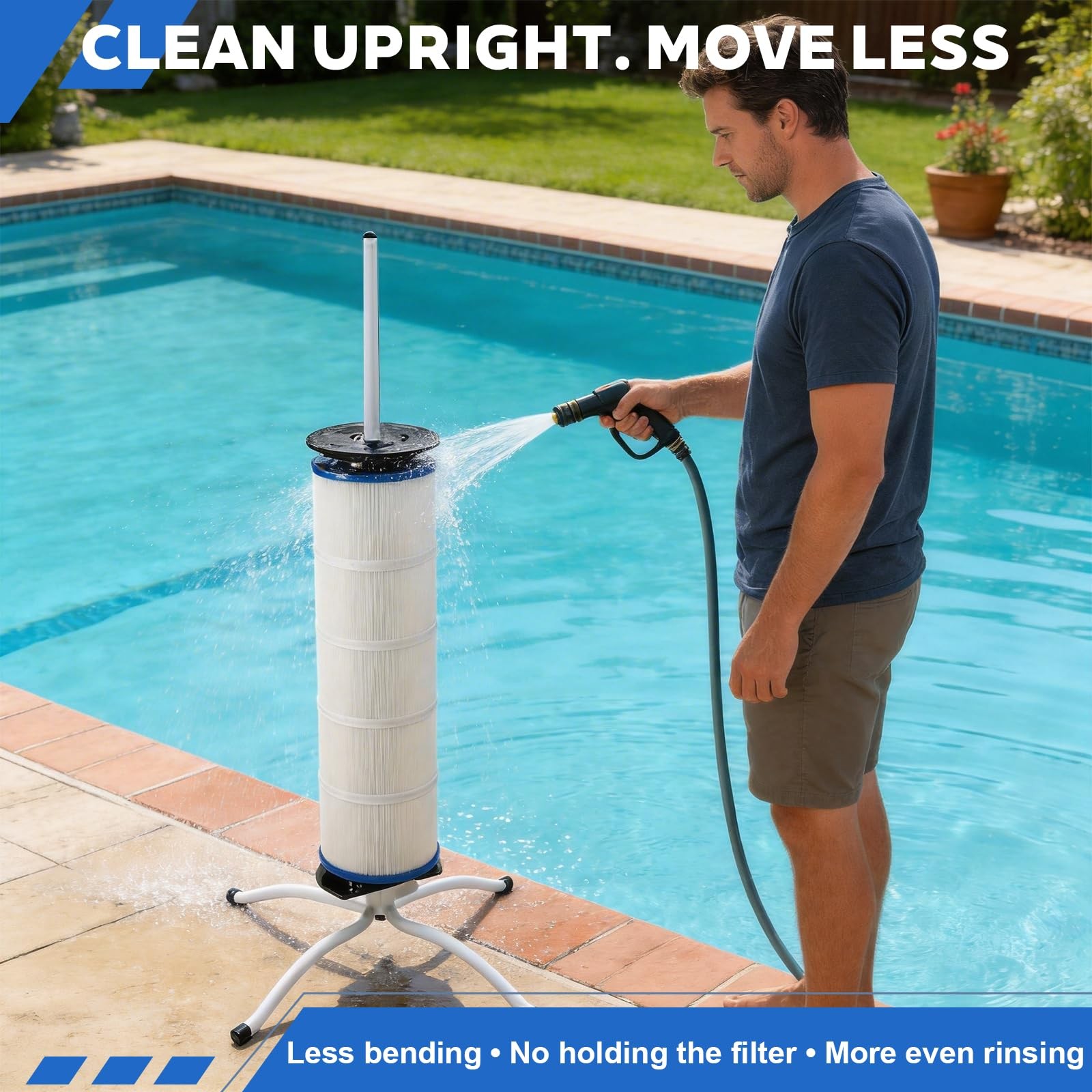 Yardova Pool Filter Cleaning Stand Upright Stand For Cartridge Filters Smooth