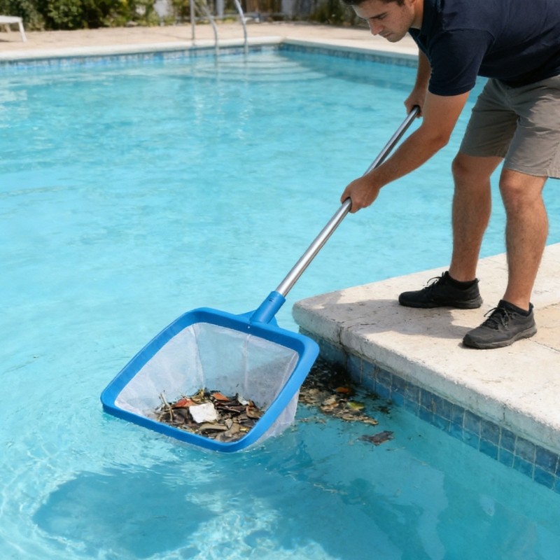 Swim Pool Net With Ergonomic Handle For Efficient Debris Removal In Any Depth