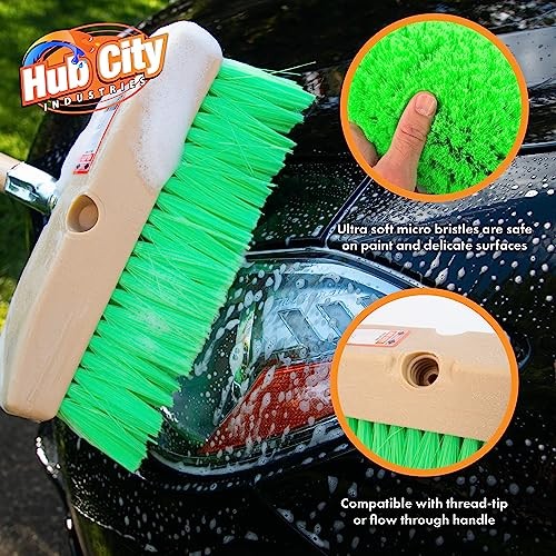Hub City Industry 10- inch Car Wash Brush, Soft Nylon Bristle, 10&Prime; Wash Green