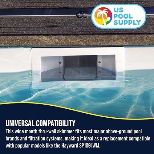 Wide Mouth Thru-Wall Above Ground Pool Skimmer Kit – Universal Set, ABS, Leaf Ba