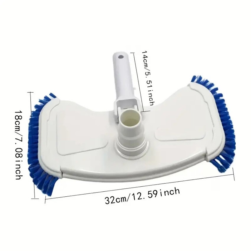 Swimming Pool Curved Vacuum Cleaner Suction Head with Side Brush Cleaning Tools