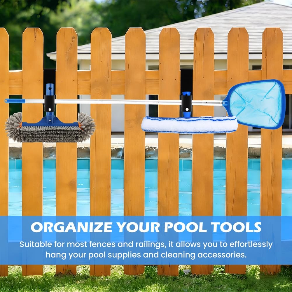 2Pcs Pool Fence Hooks, Adjustable Pool Tool Organizer for Hanging Pools Clean…
